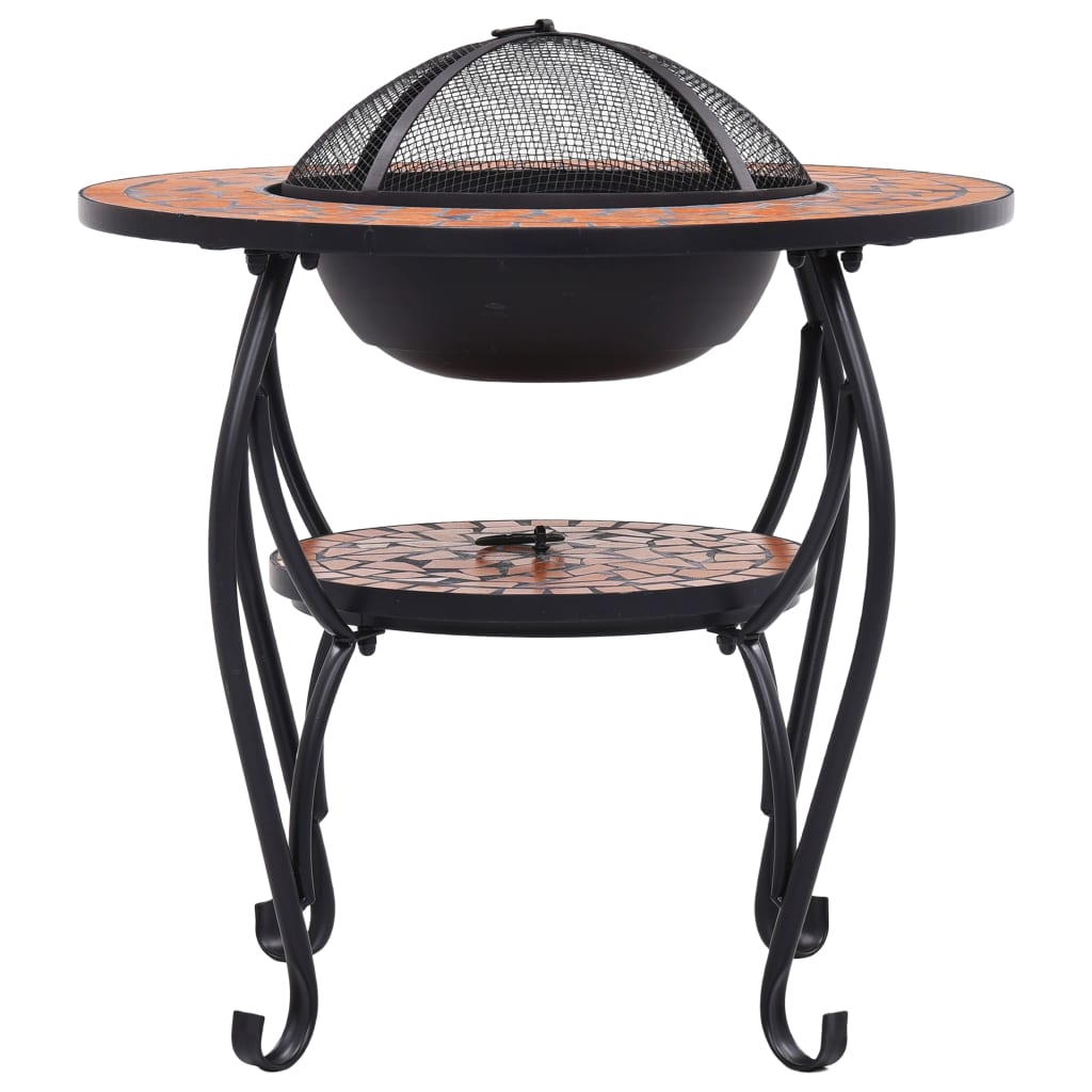 vidaXL Masă cu vatră de foc, mozaic, cărămiziu, 68 cm, ceramică vidaXL Masă cu vatră de foc, mozaic, cărămiziu, 68 cm, ceramică