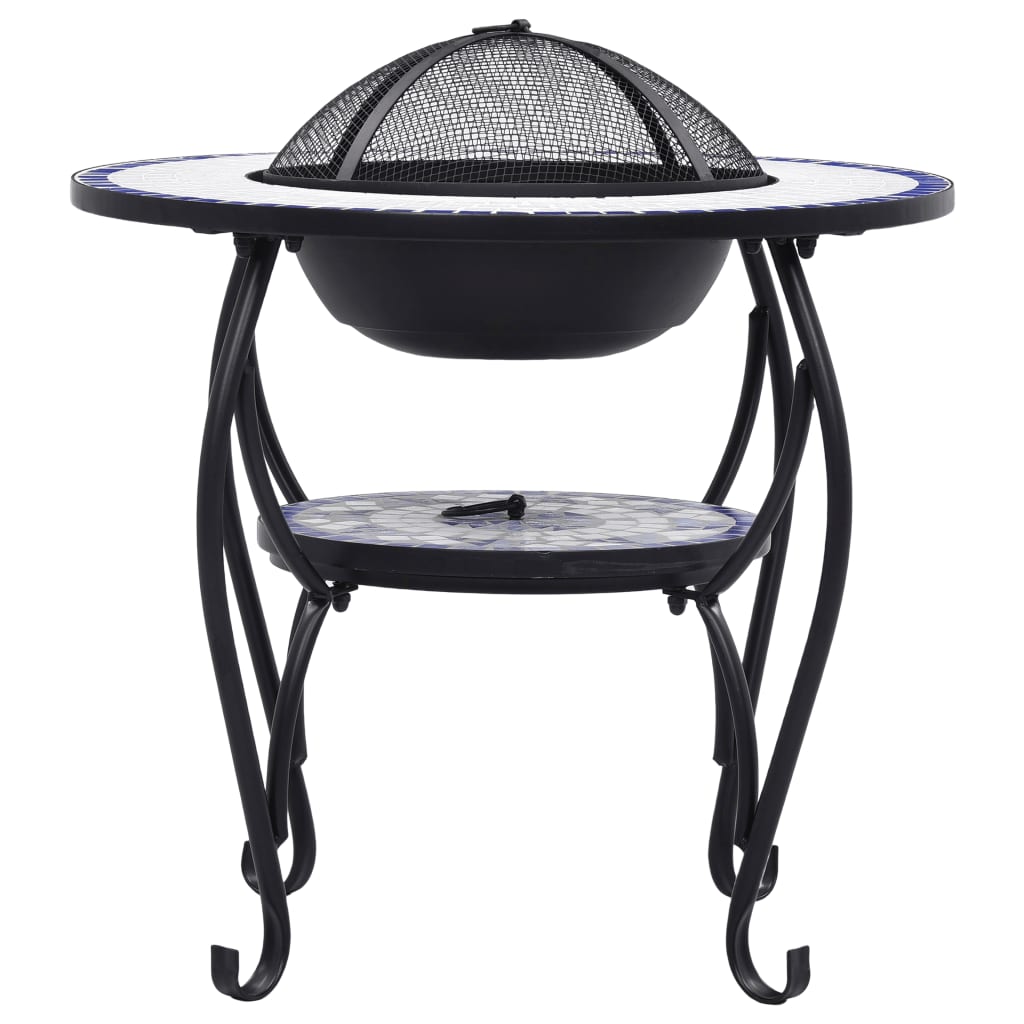 vidaXL Masă cu vatră de foc, mozaic albastru și alb, 68 cm, ceramică vidaXL Masă cu vatră de foc, mozaic albastru și alb, 68 cm, ceramică