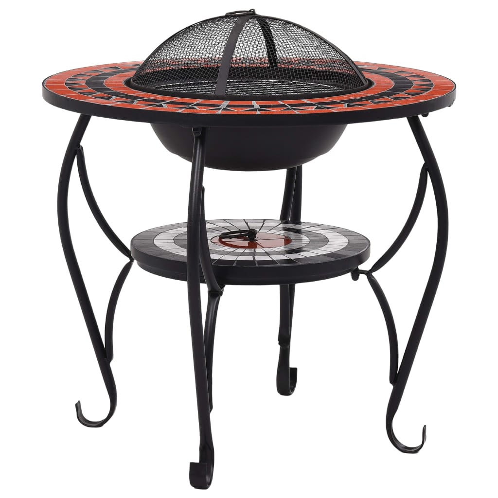vidaXL Masă cu vatră de foc, mozaic, cărămiziu și alb, 68 cm, ceramică vidaXL Masă cu vatră de foc, mozaic, cărămiziu și alb, 68 cm, ceramică