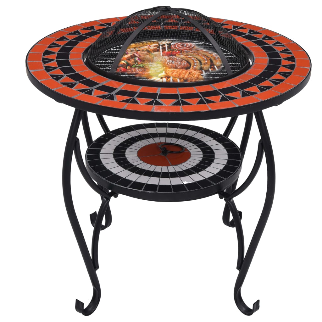 vidaXL Masă cu vatră de foc, mozaic, cărămiziu și alb, 68 cm, ceramică vidaXL Masă cu vatră de foc, mozaic, cărămiziu și alb, 68 cm, ceramică
