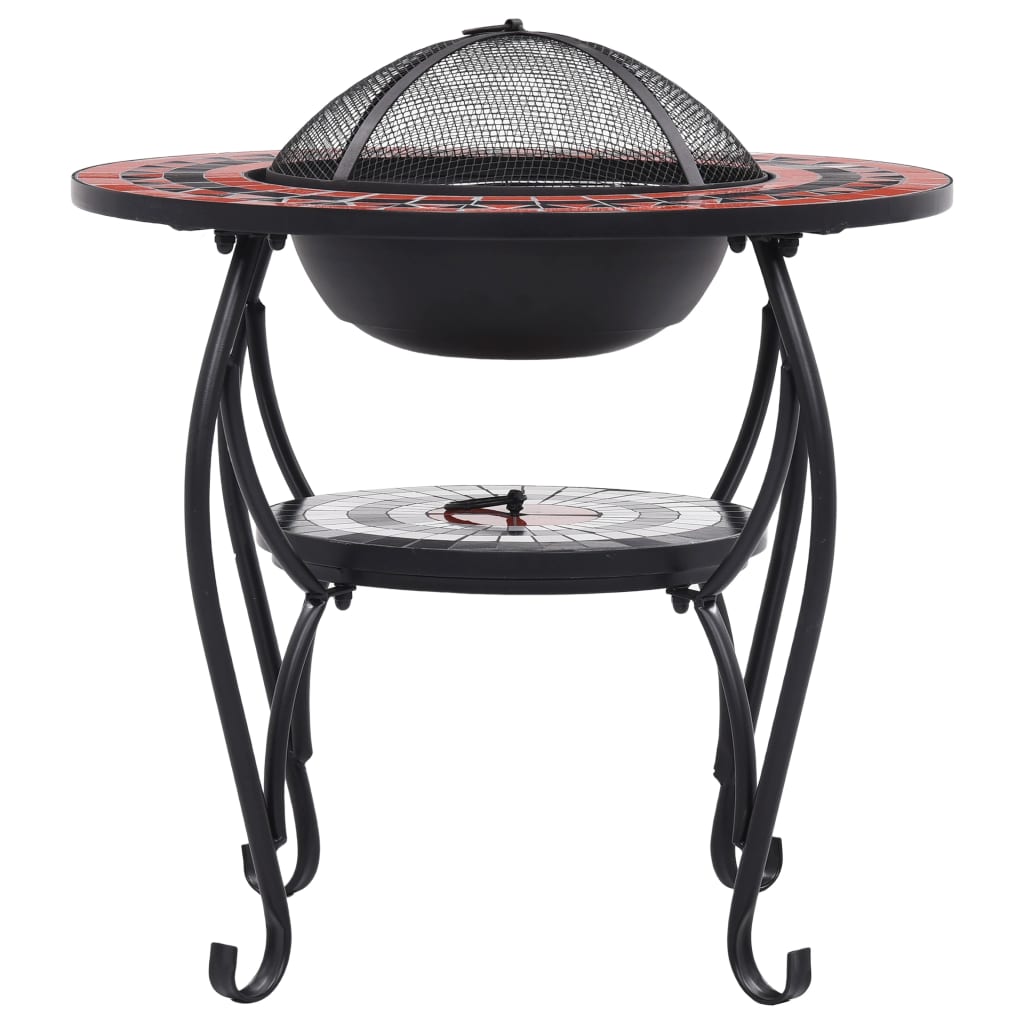 vidaXL Masă cu vatră de foc, mozaic, cărămiziu și alb, 68 cm, ceramică vidaXL Masă cu vatră de foc, mozaic, cărămiziu și alb, 68 cm, ceramică