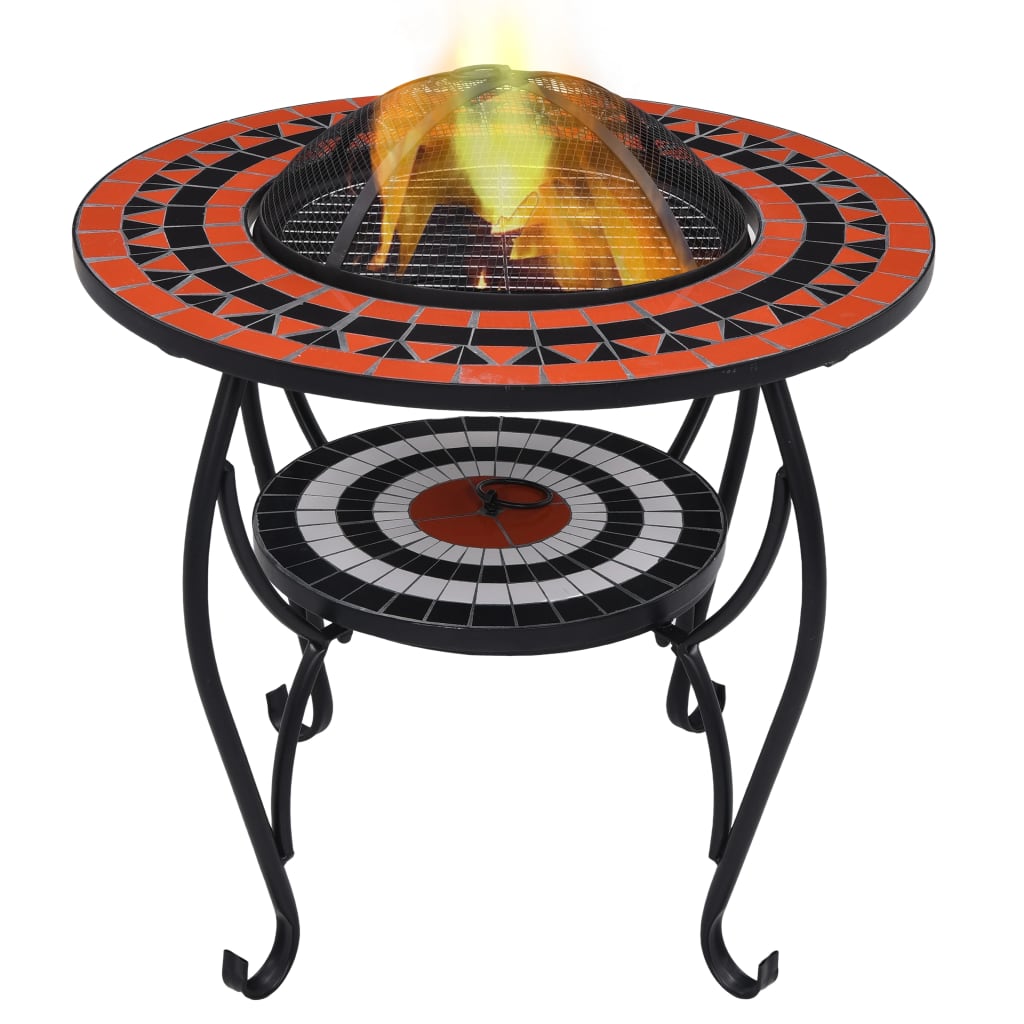 vidaXL Masă cu vatră de foc, mozaic, cărămiziu și alb, 68 cm, ceramică vidaXL Masă cu vatră de foc, mozaic, cărămiziu și alb, 68 cm, ceramică