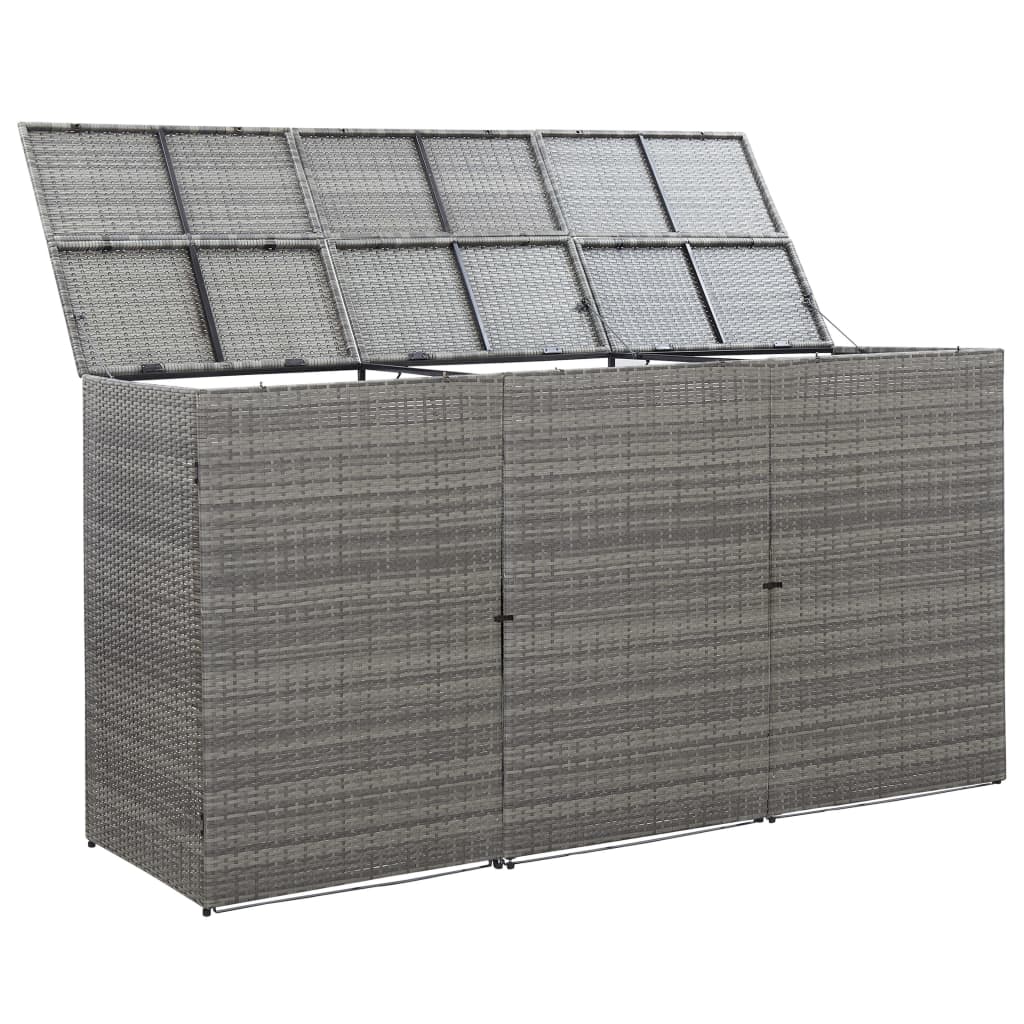 vidaXL Magazie de pubele triplă, antracit, 229x78x120 cm, poliratan