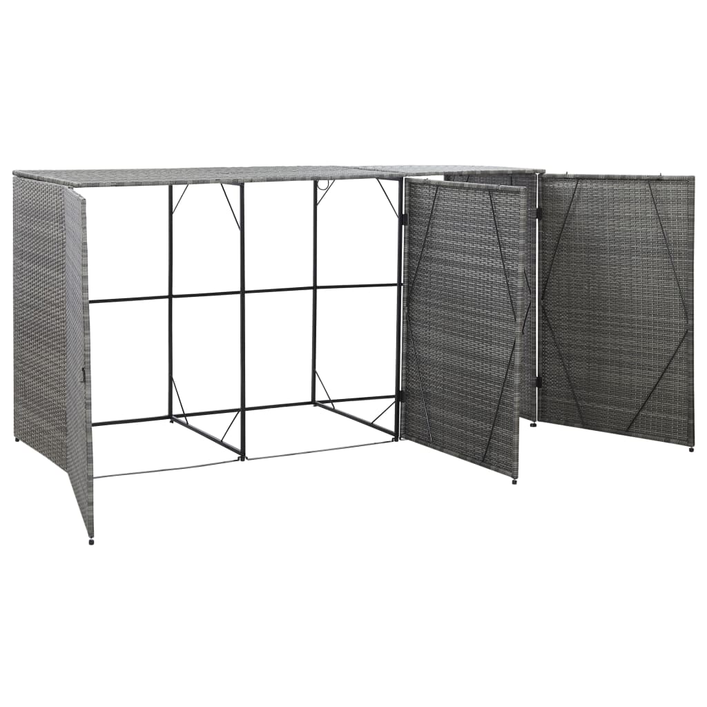vidaXL Magazie de pubele triplă, antracit, 229x78x120 cm, poliratan