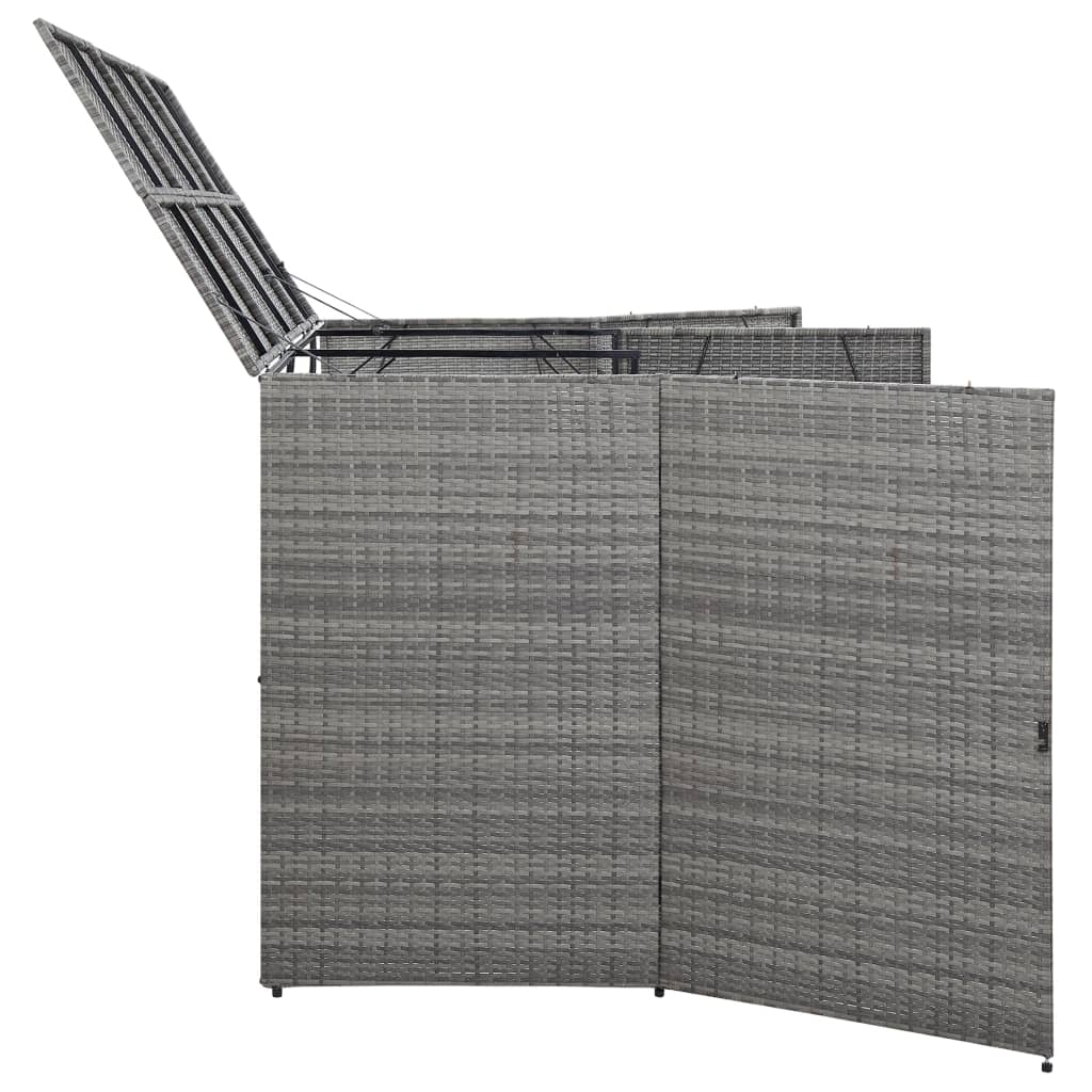 vidaXL Magazie de pubele triplă, antracit, 229x78x120 cm, poliratan