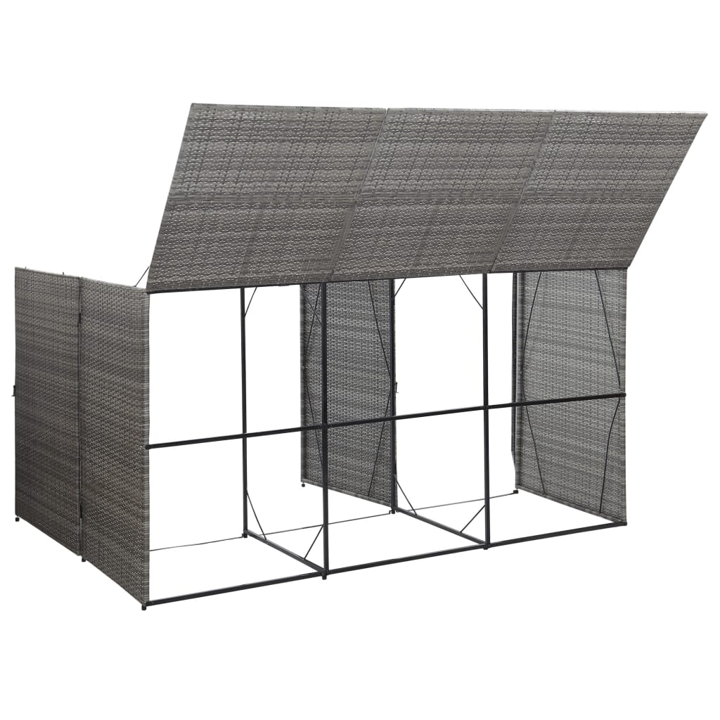 vidaXL Magazie de pubele triplă, antracit, 229x78x120 cm, poliratan