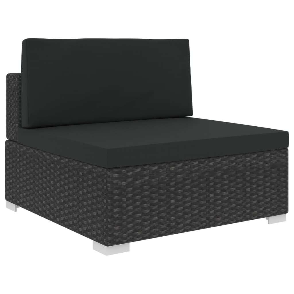 vidaXL Set mobilier de grădină cu perne, 8 piese, negru, poliratan vidaXL Set mobilier de grădină cu perne, 8 piese, negru, poliratan