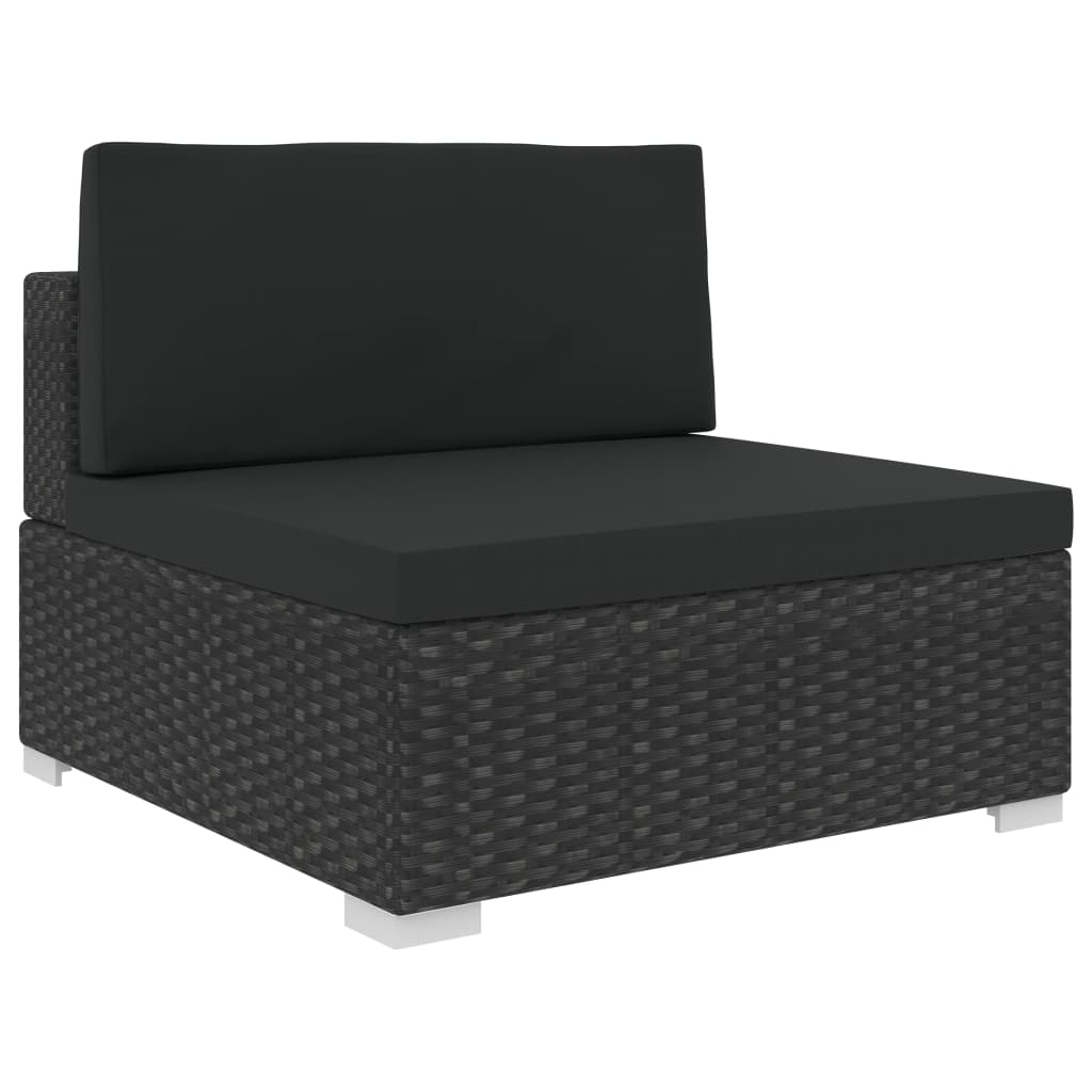 vidaXL Set mobilier de grădină cu perne, 8 piese, negru, poliratan vidaXL Set mobilier de grădină cu perne, 8 piese, negru, poliratan