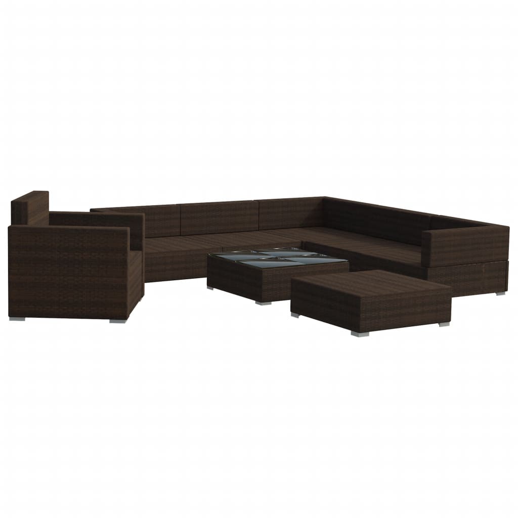 vidaXL Set mobilier de grădină cu perne, 8 piese, maro, poliratan vidaXL Set mobilier de grădină cu perne, 8 piese, maro, poliratan