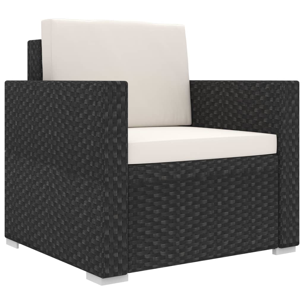 vidaXL Set mobilier de grădină cu perne, 8 piese, negru, poliratan vidaXL Set mobilier de grădină cu perne, 8 piese, negru, poliratan