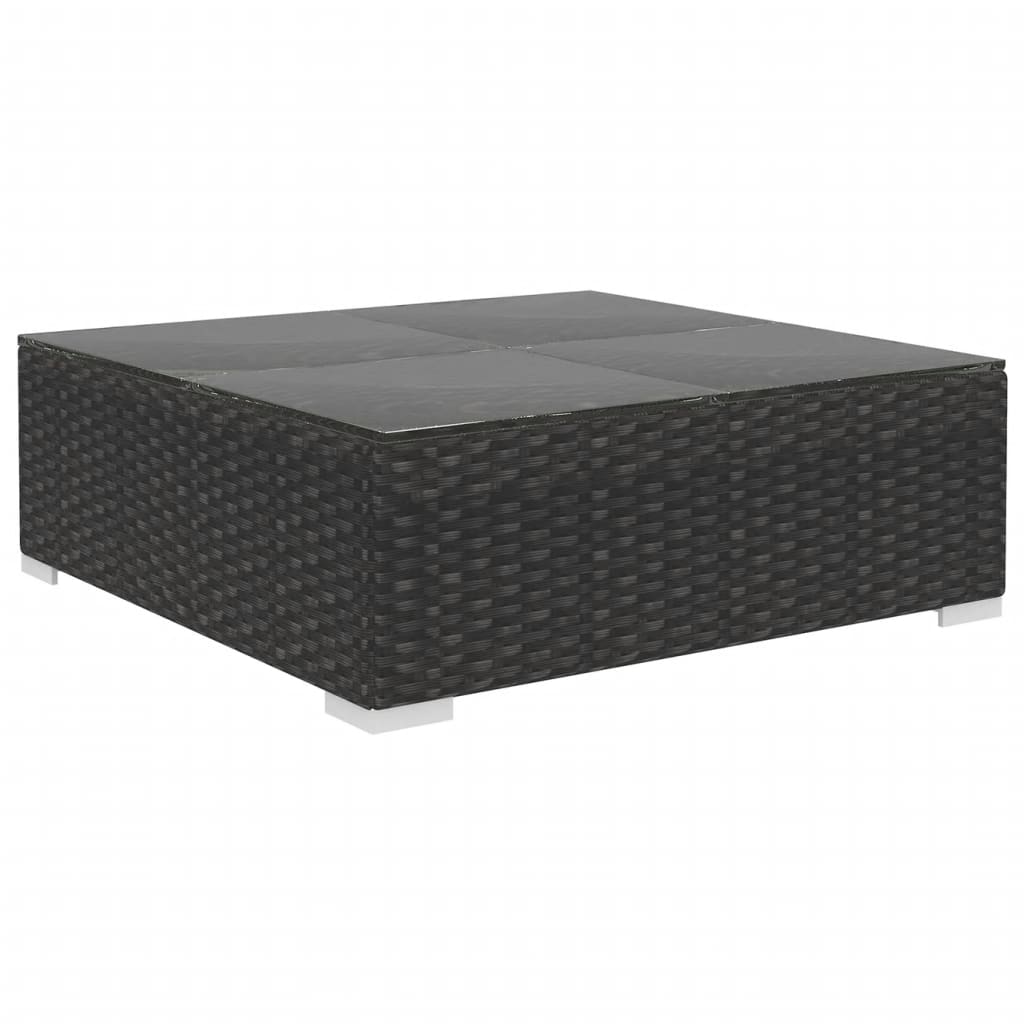 vidaXL Set mobilier de grădină cu perne, 9 piese, negru, poliratan