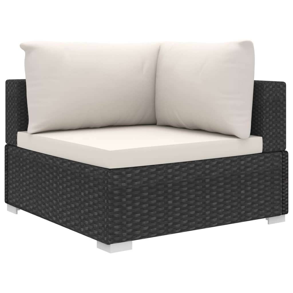 vidaXL Set mobilier de grădină cu perne, 9 piese, negru, poliratan vidaXL Set mobilier de grădină cu perne, 9 piese, negru, poliratan