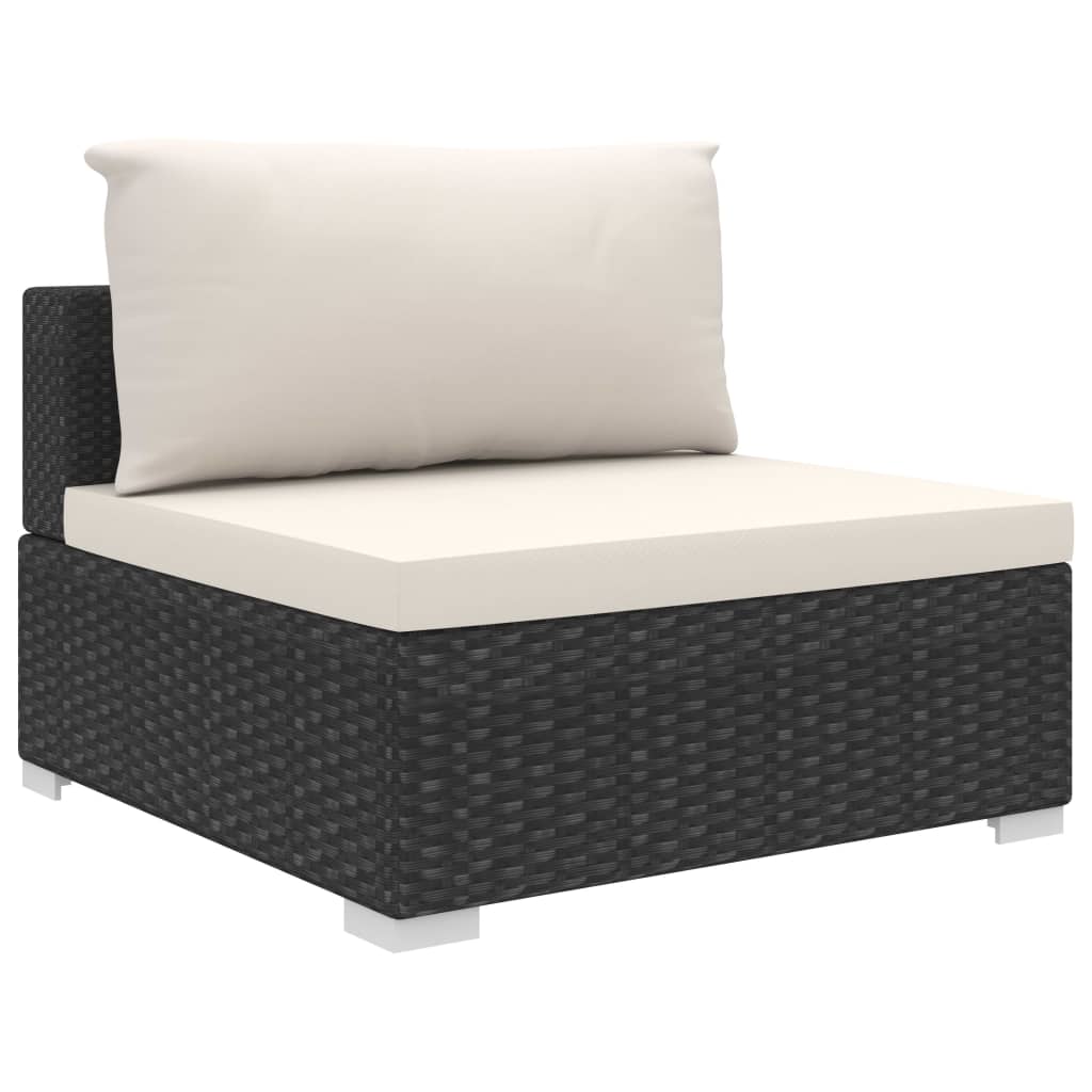 vidaXL Set mobilier de grădină cu perne, 9 piese, negru, poliratan vidaXL Set mobilier de grădină cu perne, 9 piese, negru, poliratan