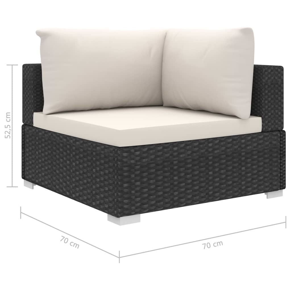 vidaXL Set mobilier de grădină cu perne, 9 piese, negru, poliratan vidaXL Set mobilier de grădină cu perne, 9 piese, negru, poliratan