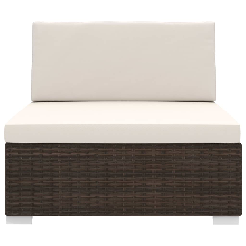 vidaXL Scaun modular de mijloc, 1 buc., maro, poliratan, cu perne vidaXL Scaun modular de mijloc, 1 buc., maro, poliratan, cu perne