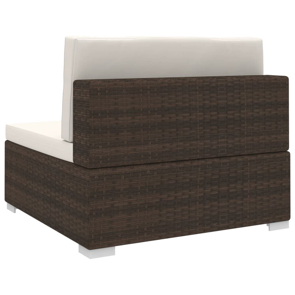 vidaXL Scaun modular de mijloc, 1 buc., maro, poliratan, cu perne vidaXL Scaun modular de mijloc, 1 buc., maro, poliratan, cu perne