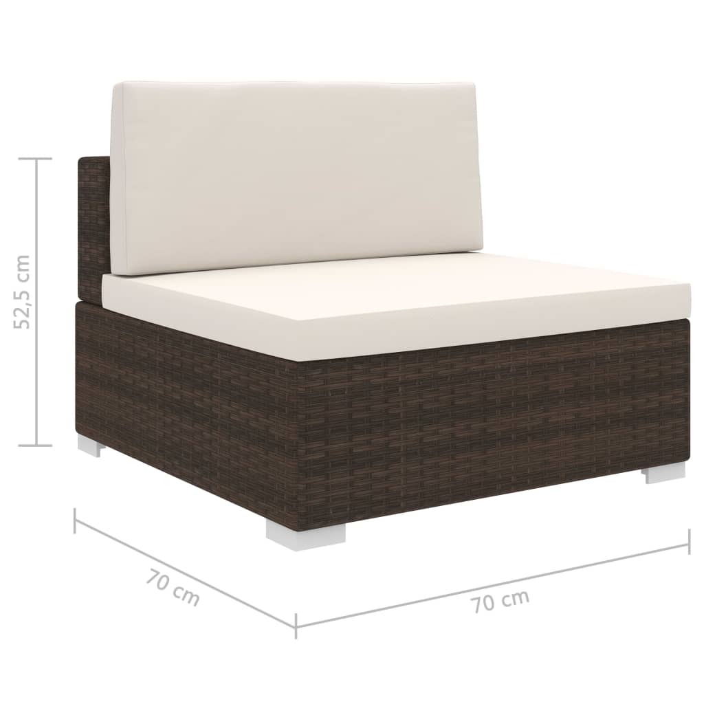 vidaXL Scaun modular de mijloc, 1 buc., maro, poliratan, cu perne vidaXL Scaun modular de mijloc, 1 buc., maro, poliratan, cu perne