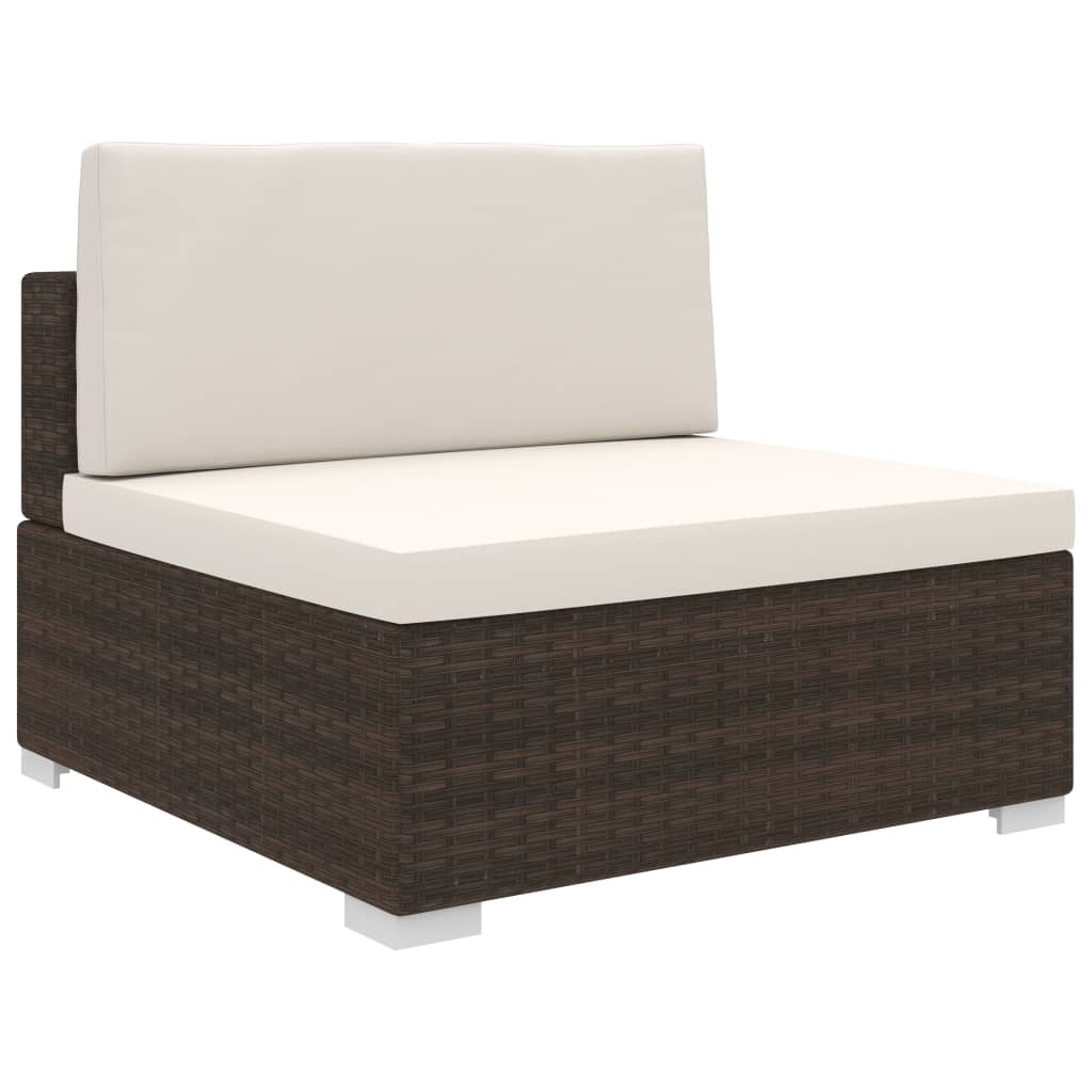 vidaXL Scaun modular de mijloc, 1 buc., maro, poliratan, cu perne vidaXL Scaun modular de mijloc, 1 buc., maro, poliratan, cu perne