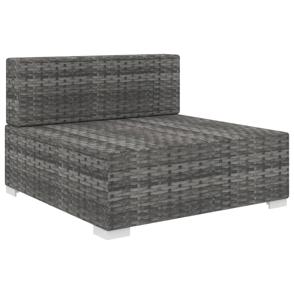 vidaXL Scaun modular de mijloc, 1 buc., gri, poliratan, cu perne vidaXL Scaun modular de mijloc, 1 buc., gri, poliratan, cu perne