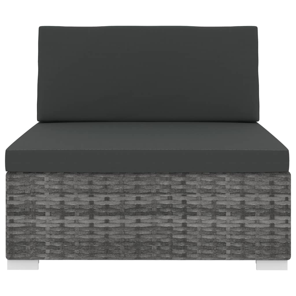 vidaXL Scaun modular de mijloc, 1 buc., gri, poliratan, cu perne vidaXL Scaun modular de mijloc, 1 buc., gri, poliratan, cu perne