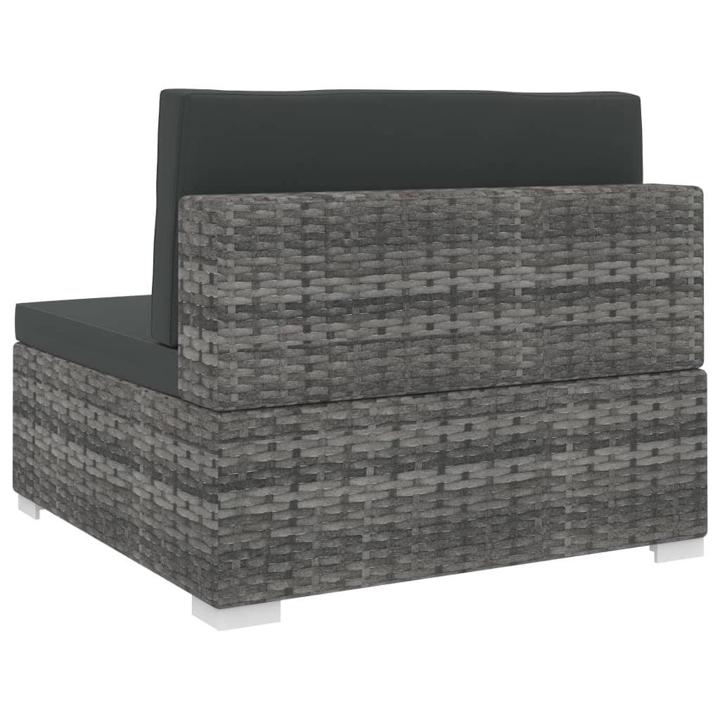 vidaXL Scaun modular de mijloc, 1 buc., gri, poliratan, cu perne vidaXL Scaun modular de mijloc, 1 buc., gri, poliratan, cu perne
