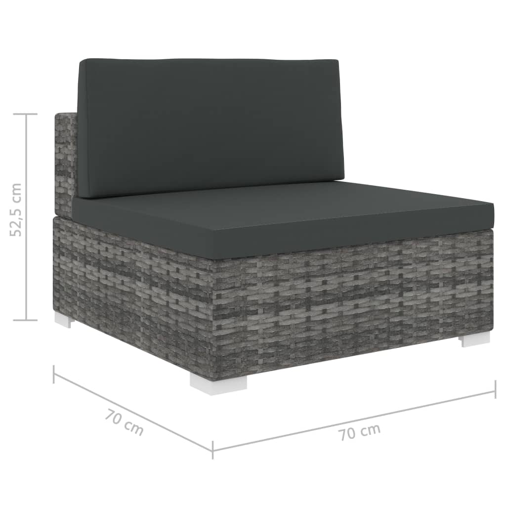 vidaXL Scaun modular de mijloc, 1 buc., gri, poliratan, cu perne vidaXL Scaun modular de mijloc, 1 buc., gri, poliratan, cu perne