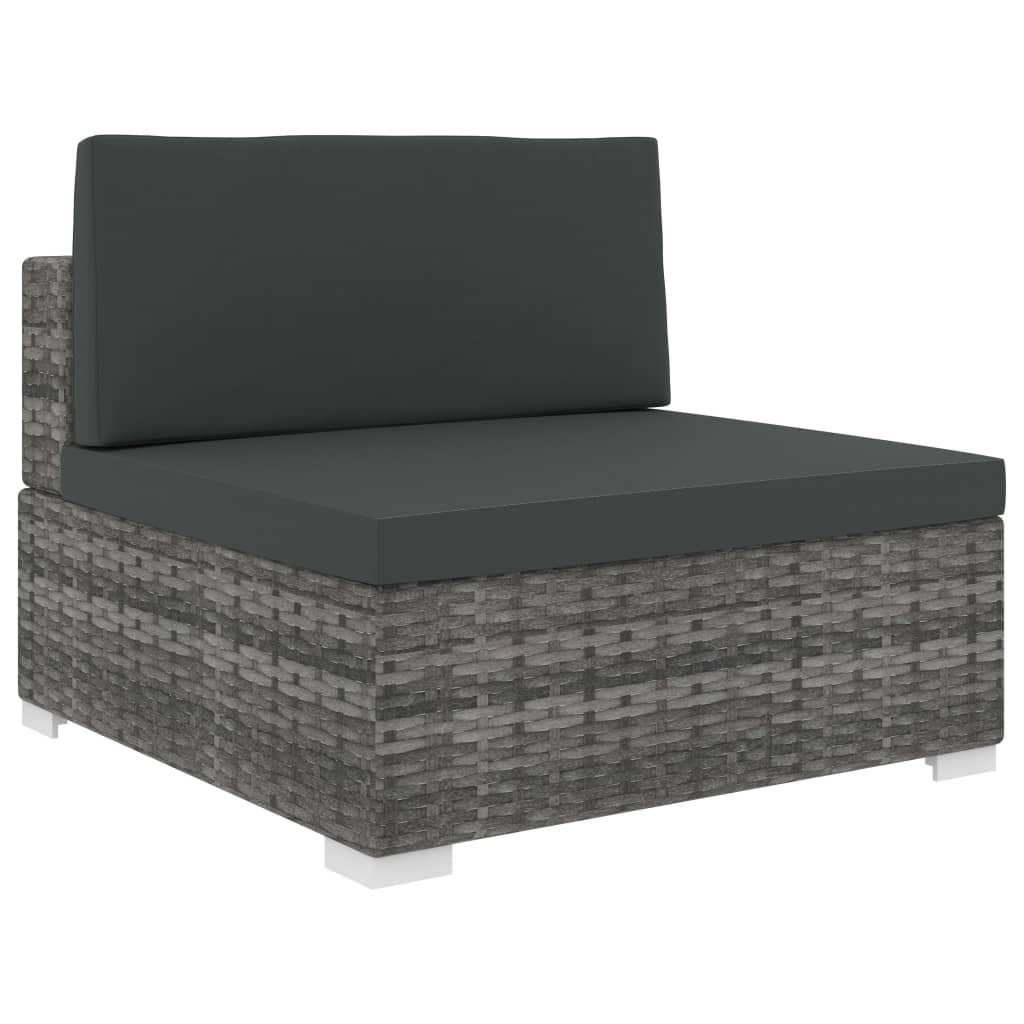 vidaXL Scaun modular de mijloc, 1 buc., gri, poliratan, cu perne vidaXL Scaun modular de mijloc, 1 buc., gri, poliratan, cu perne