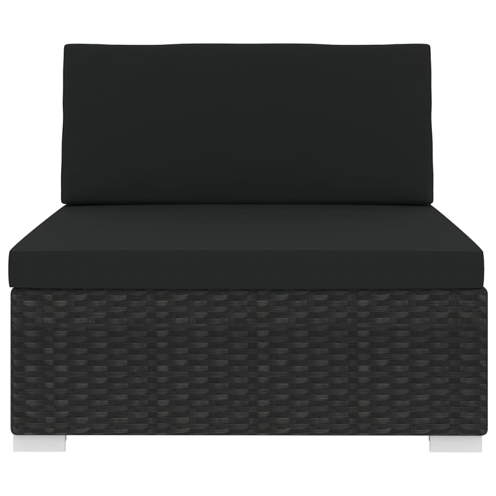 vidaXL Scaun modular de mijloc, 1 buc., negru, poliratan, cu perne vidaXL Scaun modular de mijloc, 1 buc., negru, poliratan, cu perne