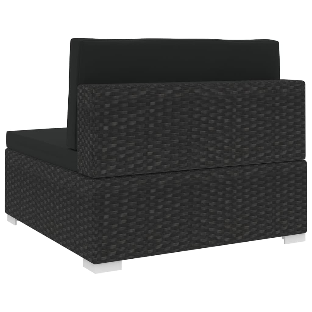 vidaXL Scaun modular de mijloc, 1 buc., negru, poliratan, cu perne vidaXL Scaun modular de mijloc, 1 buc., negru, poliratan, cu perne