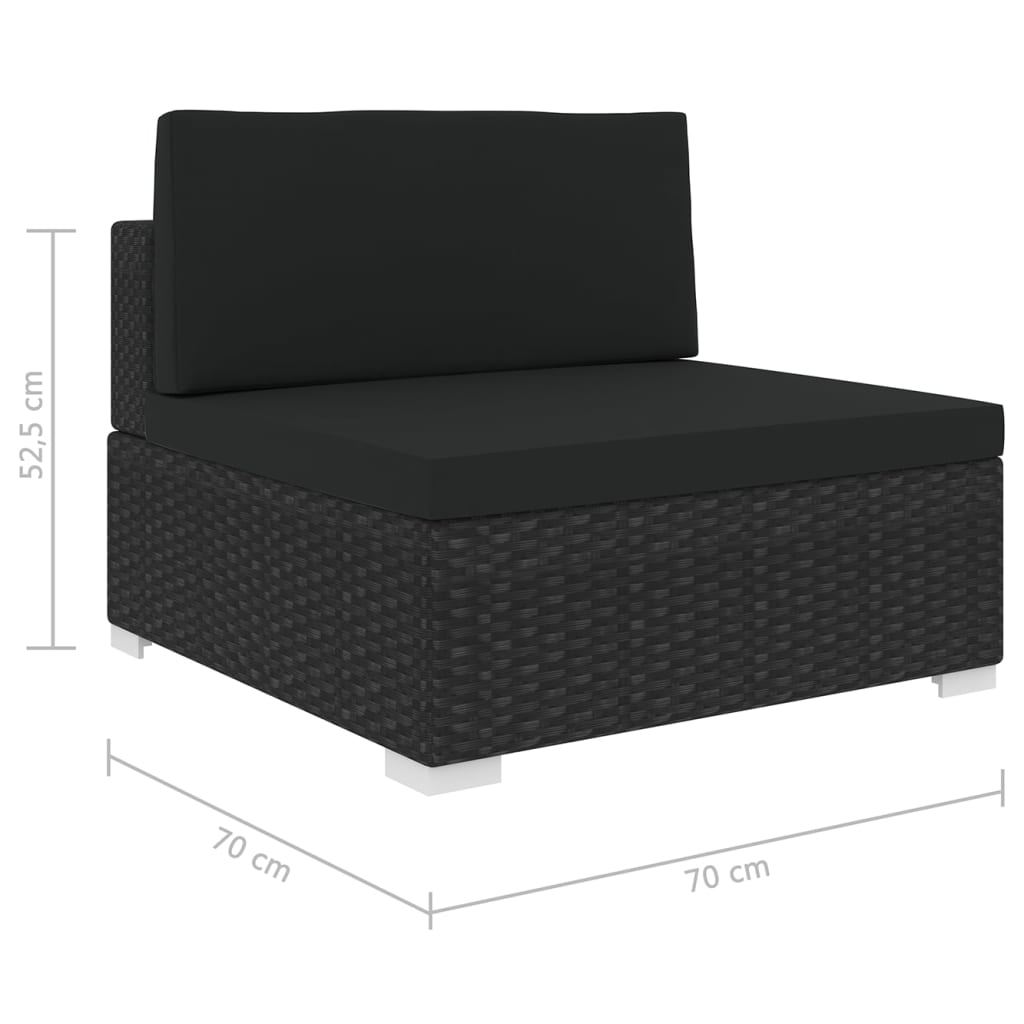 vidaXL Scaun modular de mijloc, 1 buc., negru, poliratan, cu perne vidaXL Scaun modular de mijloc, 1 buc., negru, poliratan, cu perne