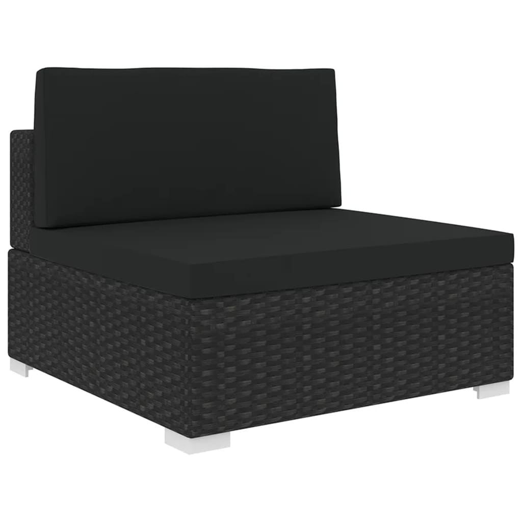 vidaXL Scaun modular de mijloc, 1 buc., negru, poliratan, cu perne vidaXL Scaun modular de mijloc, 1 buc., negru, poliratan, cu perne