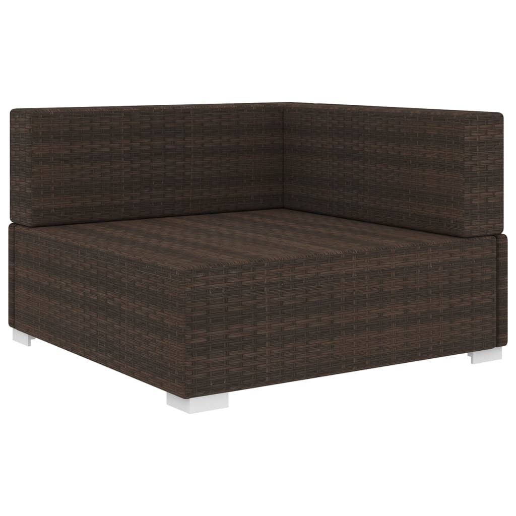 vidaXL Scaun modular de colț, 1 buc., maro, poliratan, cu perne vidaXL Scaun modular de colț, 1 buc., maro, poliratan, cu perne