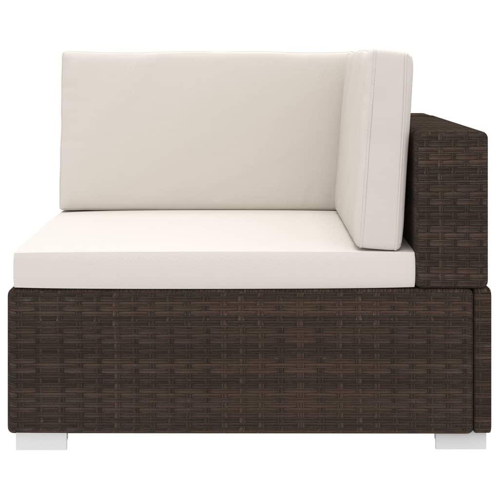 vidaXL Scaun modular de colț, 1 buc., maro, poliratan, cu perne vidaXL Scaun modular de colț, 1 buc., maro, poliratan, cu perne