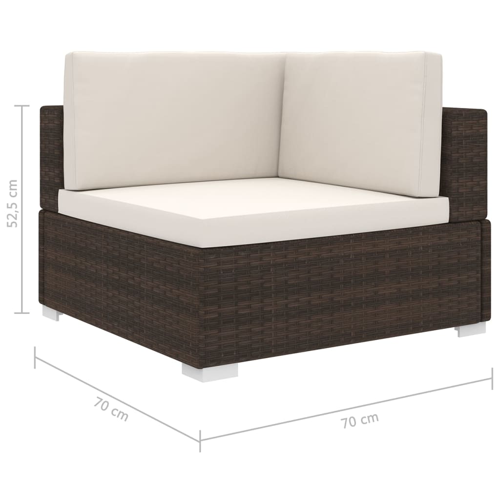 vidaXL Scaun modular de colț, 1 buc., maro, poliratan, cu perne vidaXL Scaun modular de colț, 1 buc., maro, poliratan, cu perne