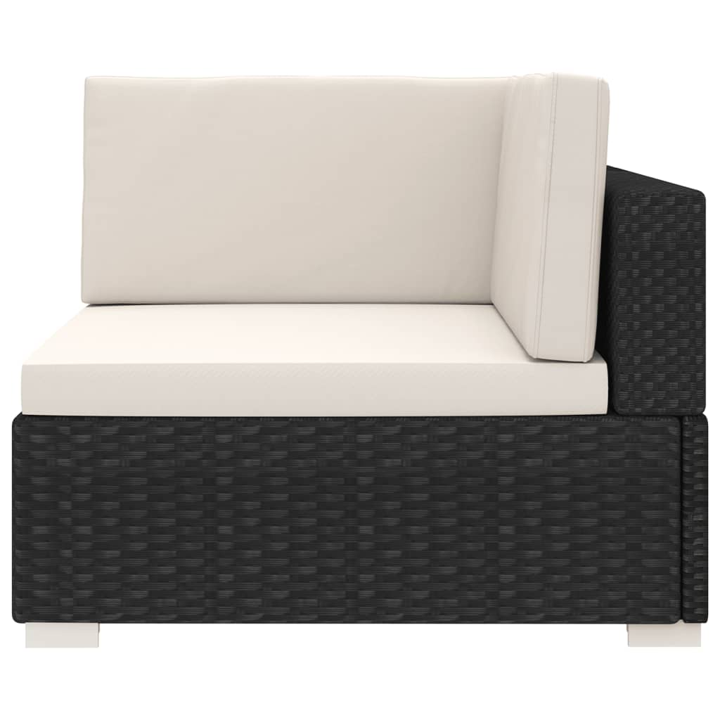 vidaXL Scaun modular de colț, 1 buc., negru, poliratan, cu perne vidaXL Scaun modular de colț, 1 buc., negru, poliratan, cu perne