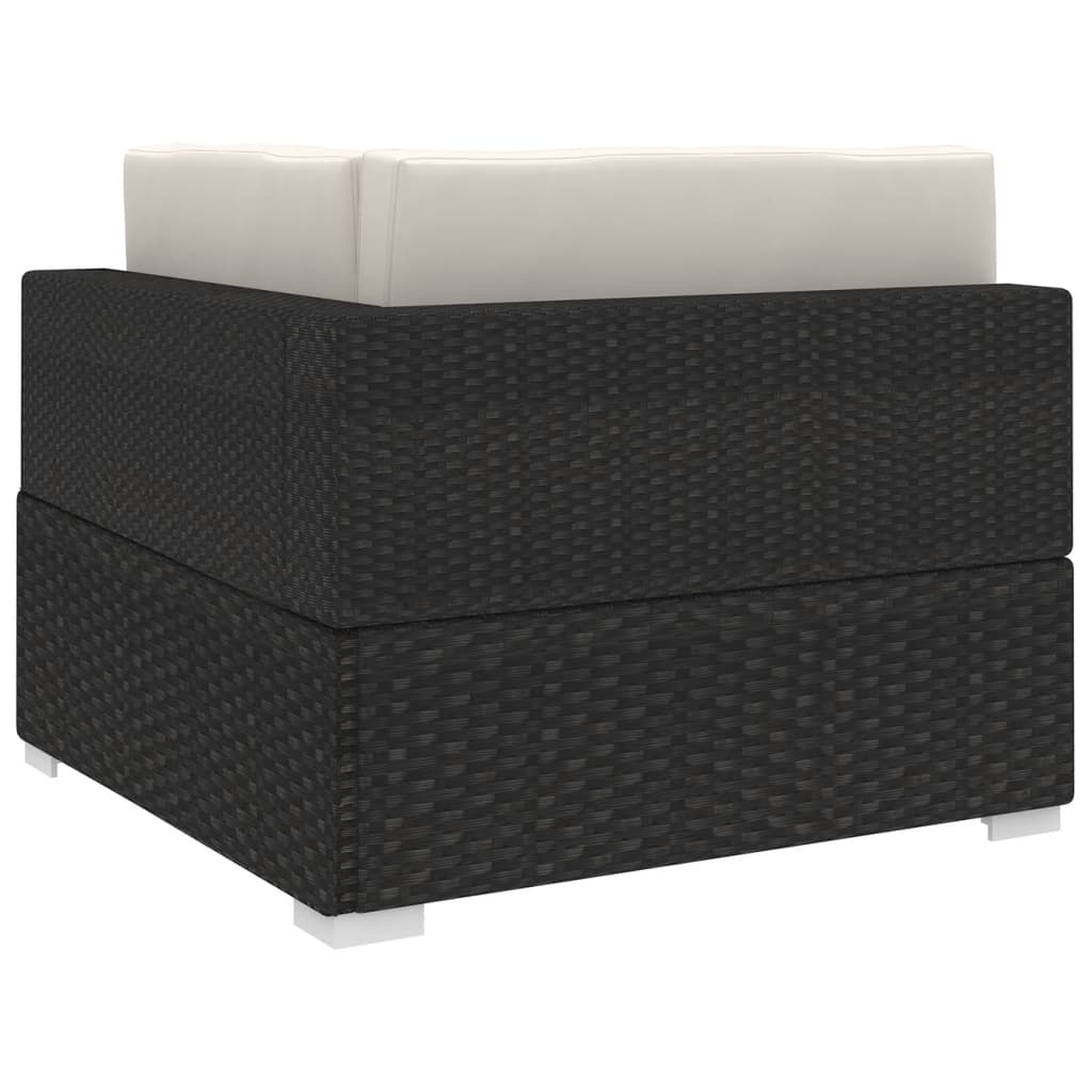 vidaXL Scaun modular de colț, 1 buc., negru, poliratan, cu perne vidaXL Scaun modular de colț, 1 buc., negru, poliratan, cu perne