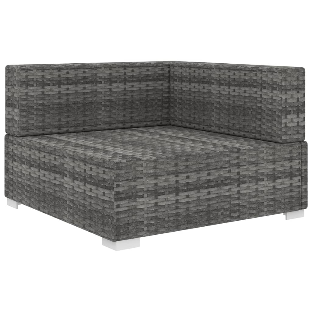 vidaXL Scaun modular de colț, 1 buc., gri, poliratan, cu perne vidaXL Scaun modular de colț, 1 buc., gri, poliratan, cu perne