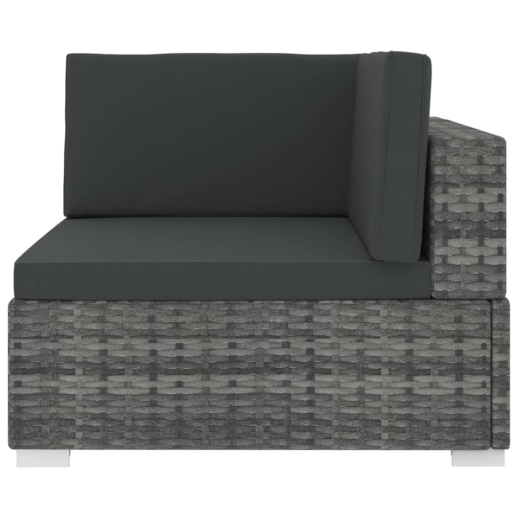 vidaXL Scaun modular de colț, 1 buc., gri, poliratan, cu perne vidaXL Scaun modular de colț, 1 buc., gri, poliratan, cu perne
