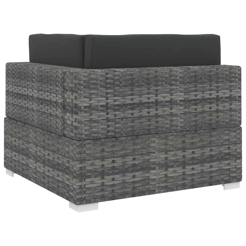 vidaXL Scaun modular de colț, 1 buc., gri, poliratan, cu perne vidaXL Scaun modular de colț, 1 buc., gri, poliratan, cu perne