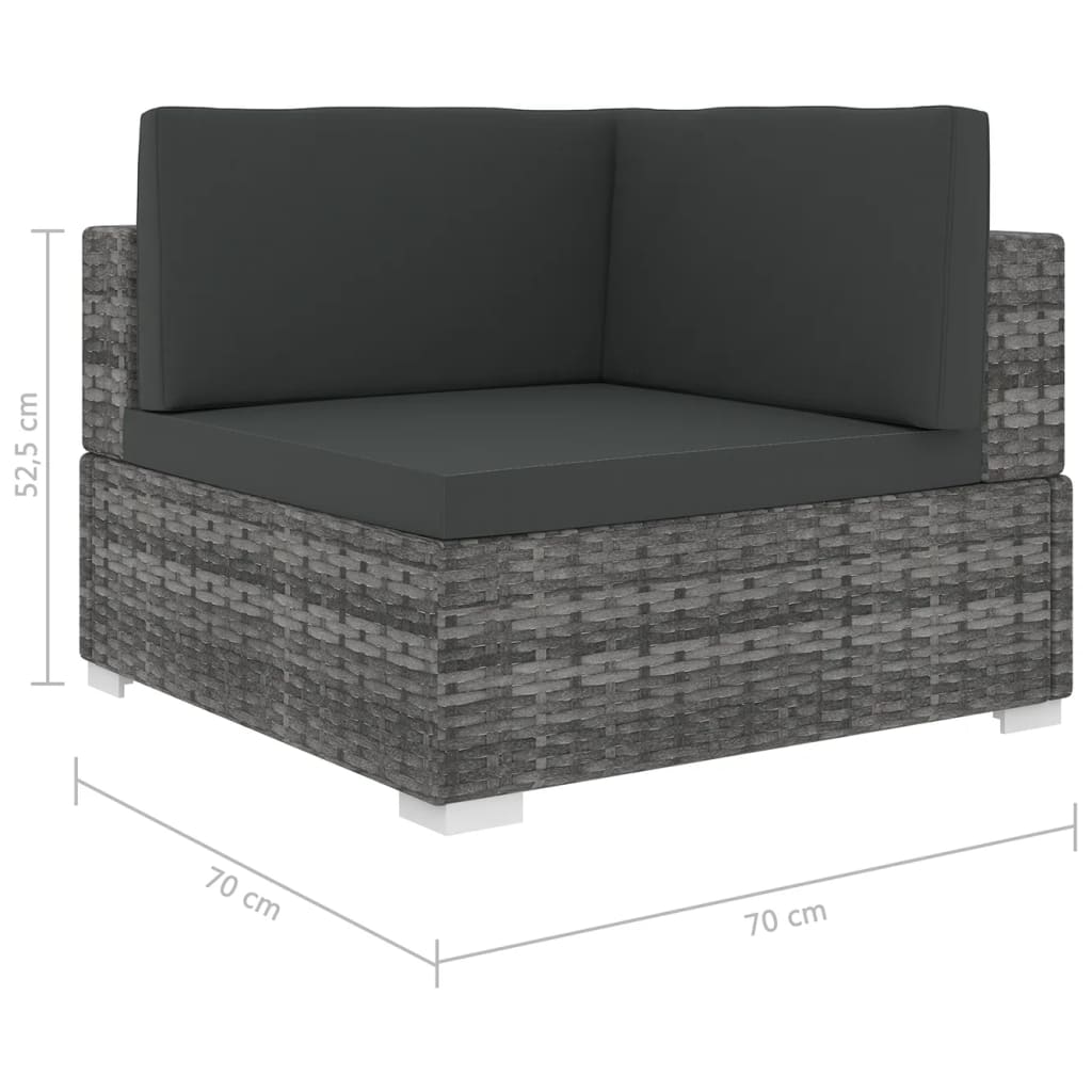 vidaXL Scaun modular de colț, 1 buc., gri, poliratan, cu perne vidaXL Scaun modular de colț, 1 buc., gri, poliratan, cu perne