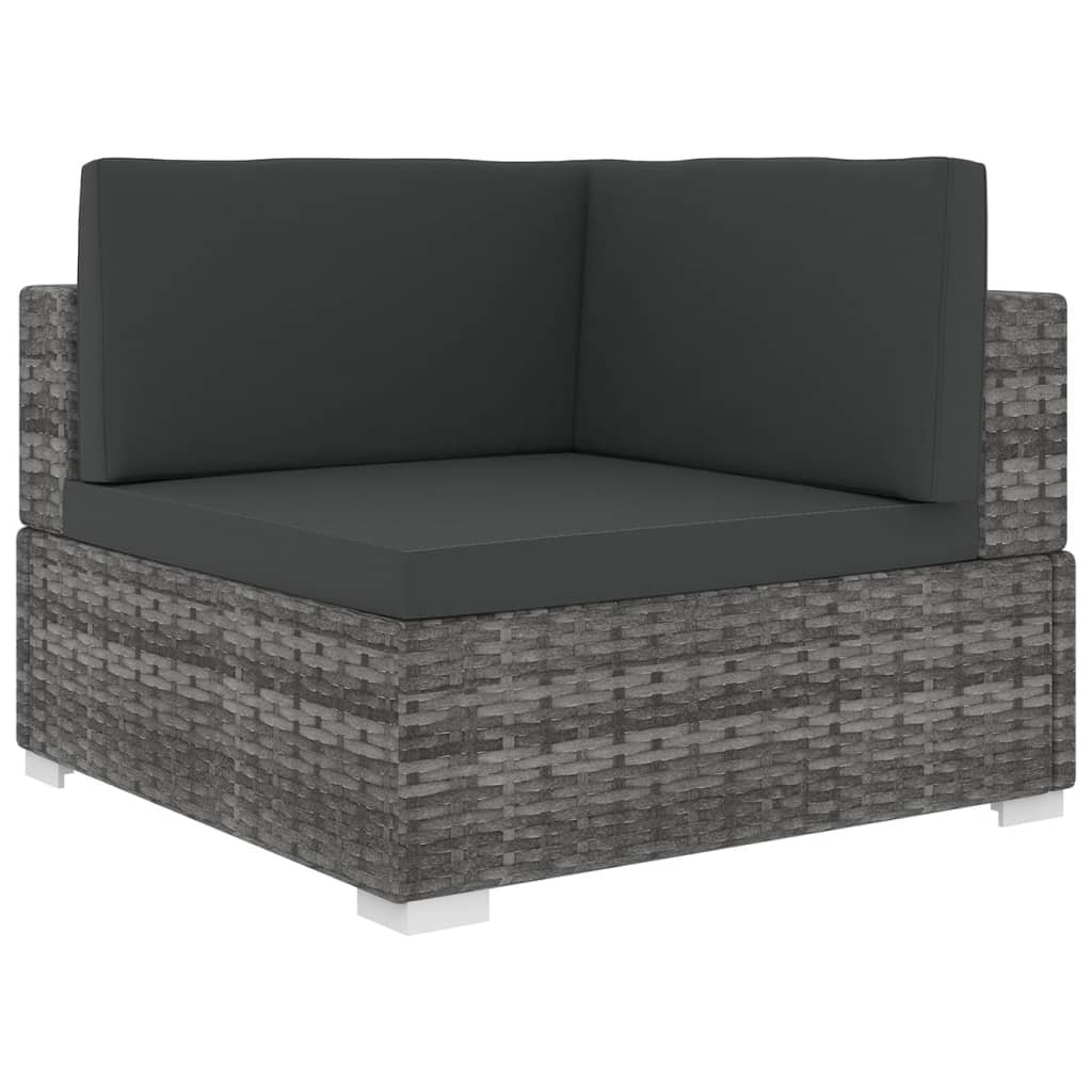 vidaXL Scaun modular de colț, 1 buc., gri, poliratan, cu perne vidaXL Scaun modular de colț, 1 buc., gri, poliratan, cu perne