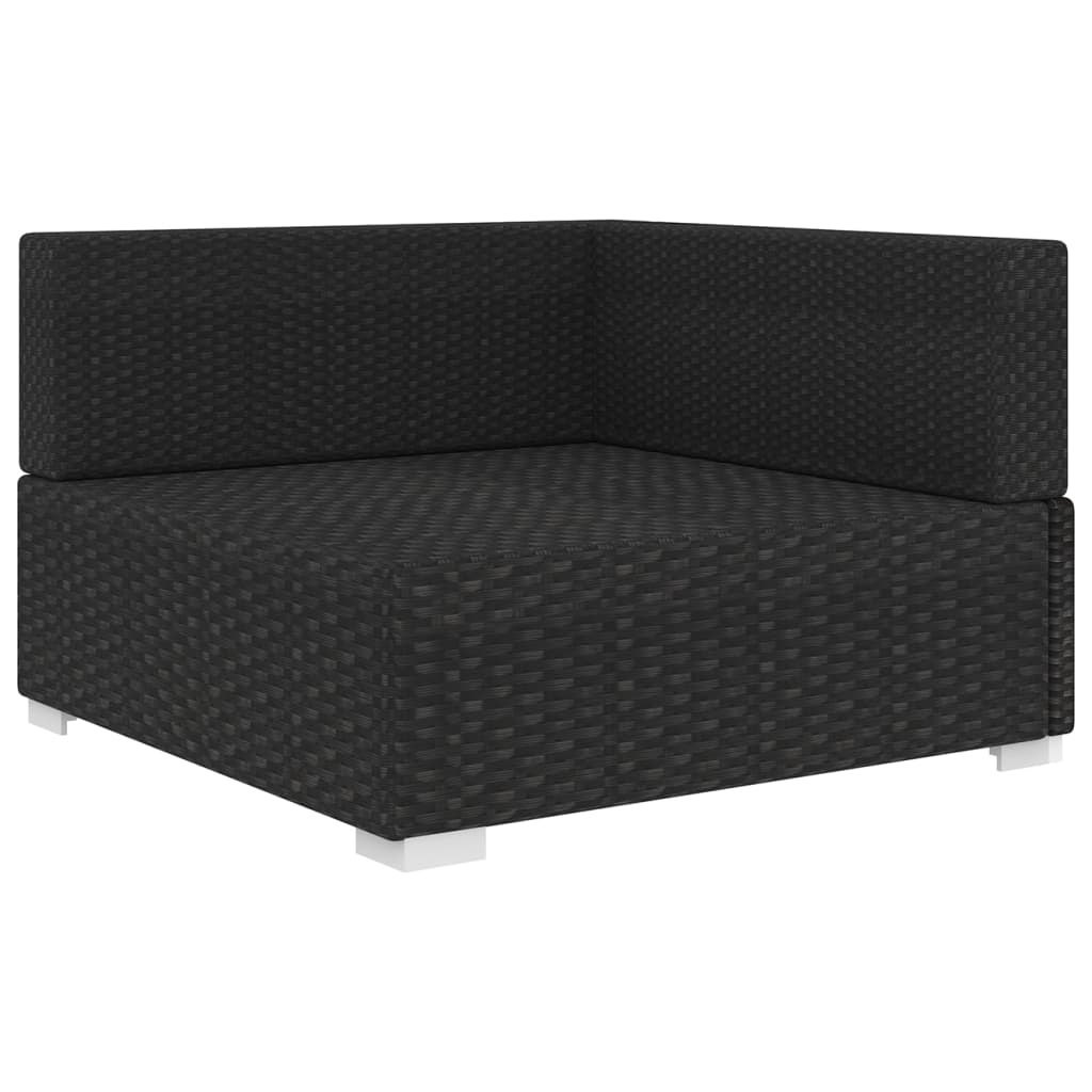 vidaXL Scaun modular de colț, 1 buc., negru, poliratan, cu perne vidaXL Scaun modular de colț, 1 buc., negru, poliratan, cu perne