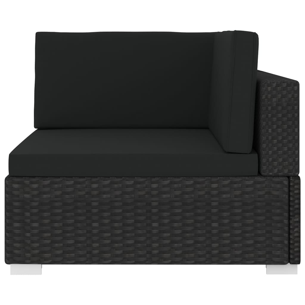 vidaXL Scaun modular de colț, 1 buc., negru, poliratan, cu perne vidaXL Scaun modular de colț, 1 buc., negru, poliratan, cu perne