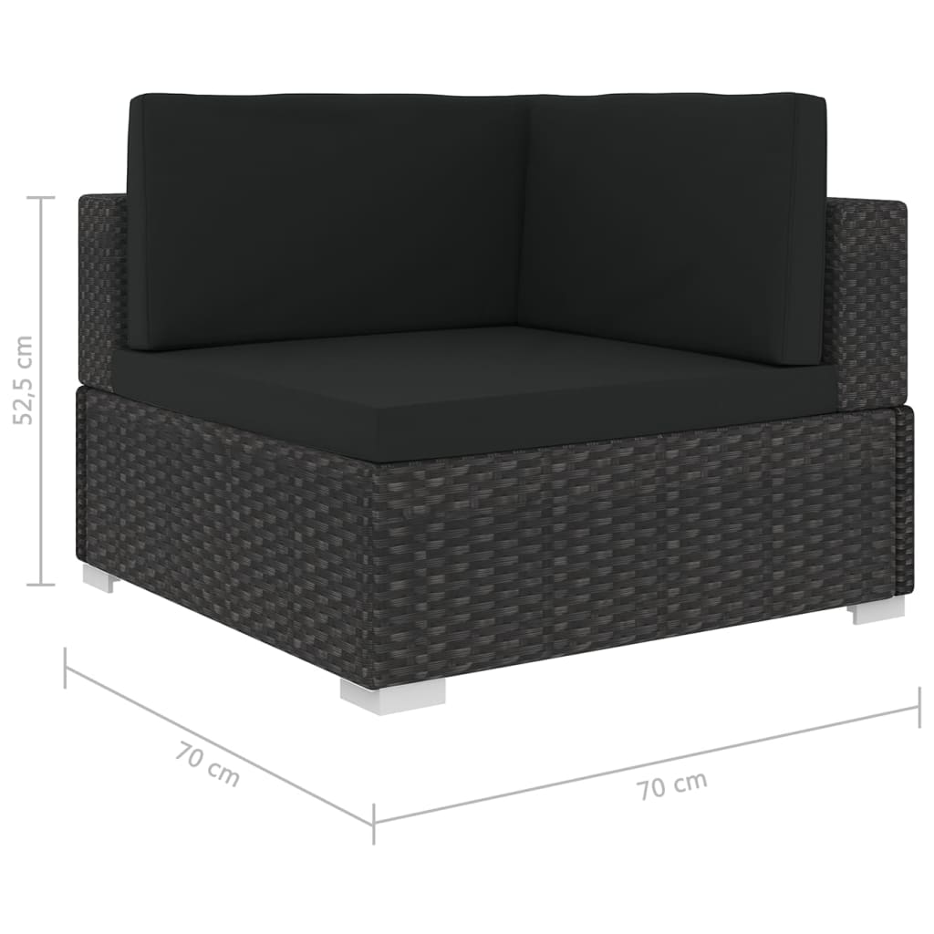 vidaXL Scaun modular de colț, 1 buc., negru, poliratan, cu perne vidaXL Scaun modular de colț, 1 buc., negru, poliratan, cu perne