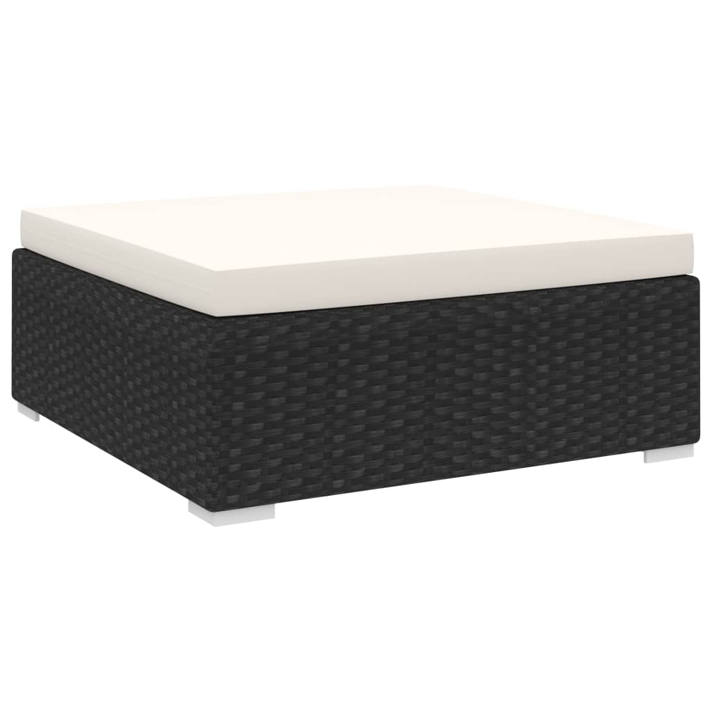 vidaXL Taburet modular, 1 buc., negru, poliratan, cu pernă vidaXL Taburet modular, 1 buc., negru, poliratan, cu pernă