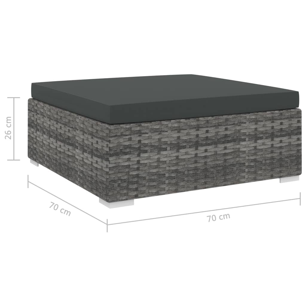 vidaXL Taburet modular, 1 buc., gri, poliratan, cu pernă vidaXL Taburet modular, 1 buc., gri, poliratan, cu pernă