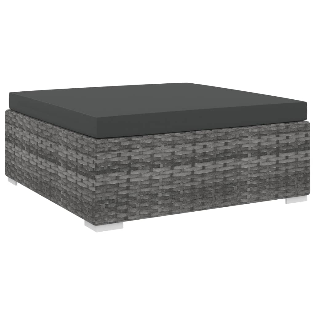 vidaXL Taburet modular, 1 buc., gri, poliratan, cu pernă vidaXL Taburet modular, 1 buc., gri, poliratan, cu pernă