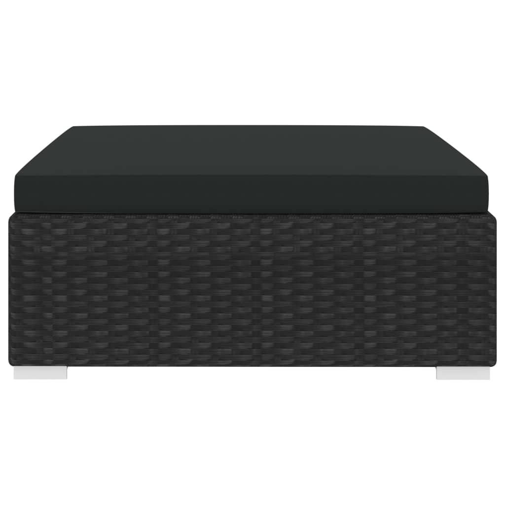 vidaXL Taburet modular, 1 buc., cu pernă, negru, poliratan vidaXL Taburet modular, 1 buc., cu pernă, negru, poliratan