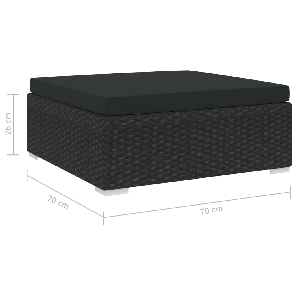 vidaXL Taburet modular, 1 buc., cu pernă, negru, poliratan vidaXL Taburet modular, 1 buc., cu pernă, negru, poliratan