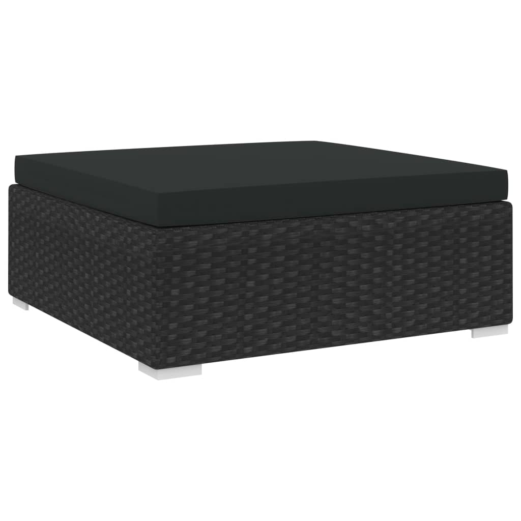 vidaXL Taburet modular, 1 buc., cu pernă, negru, poliratan vidaXL Taburet modular, 1 buc., cu pernă, negru, poliratan